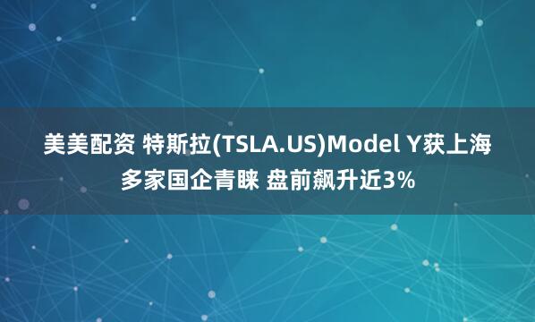 美美配资 特斯拉(TSLA.US)Model Y获上海多家国企青睐 盘前飙升近3%
